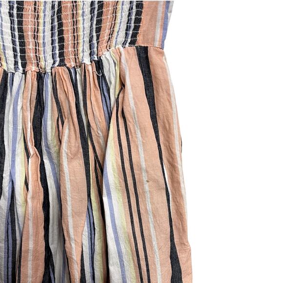 Free People Lilah Cotton Pastel Rainbow Striped Strapless Midi Dress Size M Boho - Picture 5 of 5